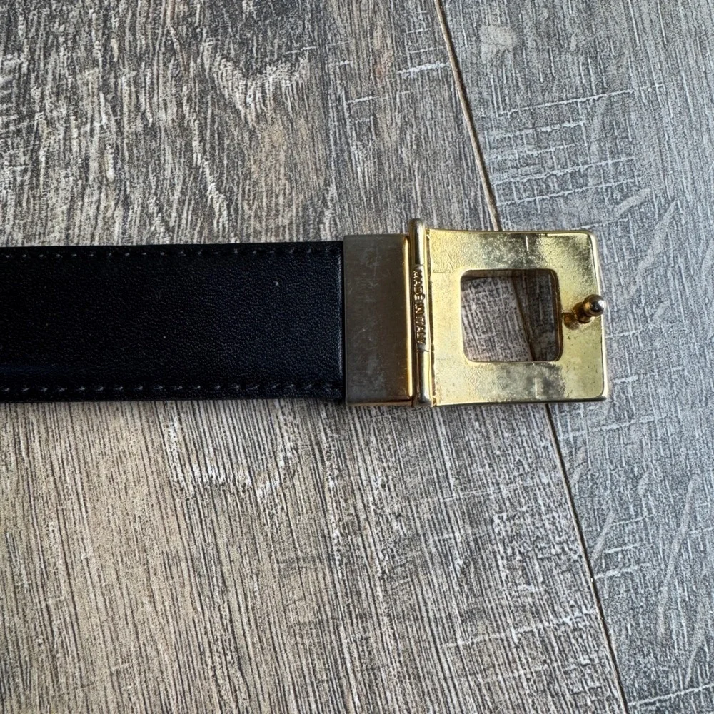 Yves Saint Laurent YSL Mens Reversible‎ Leather Belt Black Burgundy Size 46
